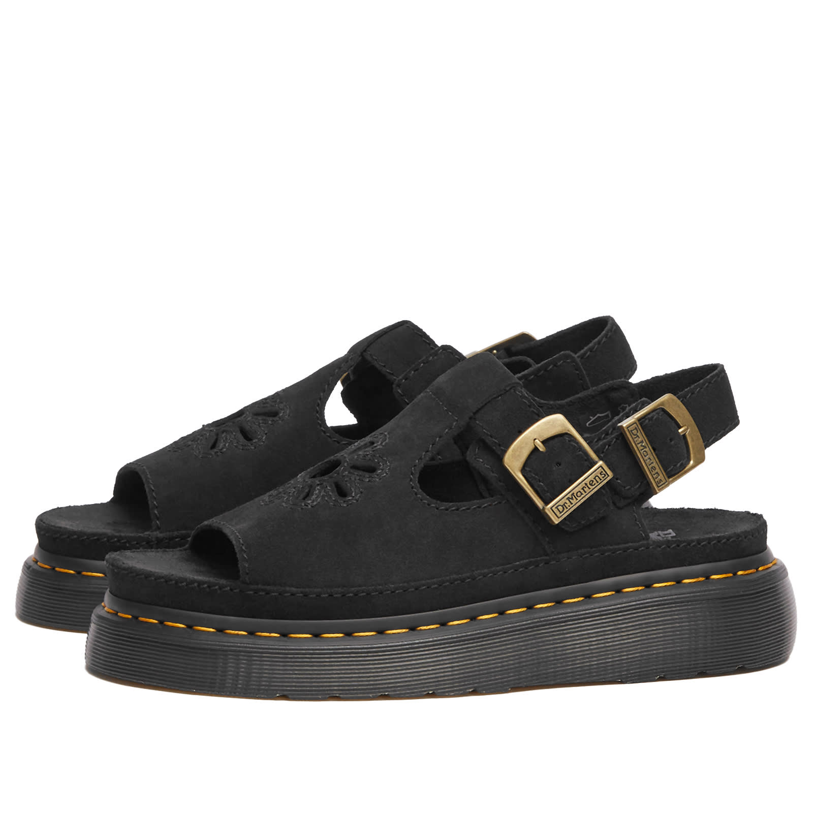 Dr. Martens Women's Dunnet Flower Suede Sandal in Black