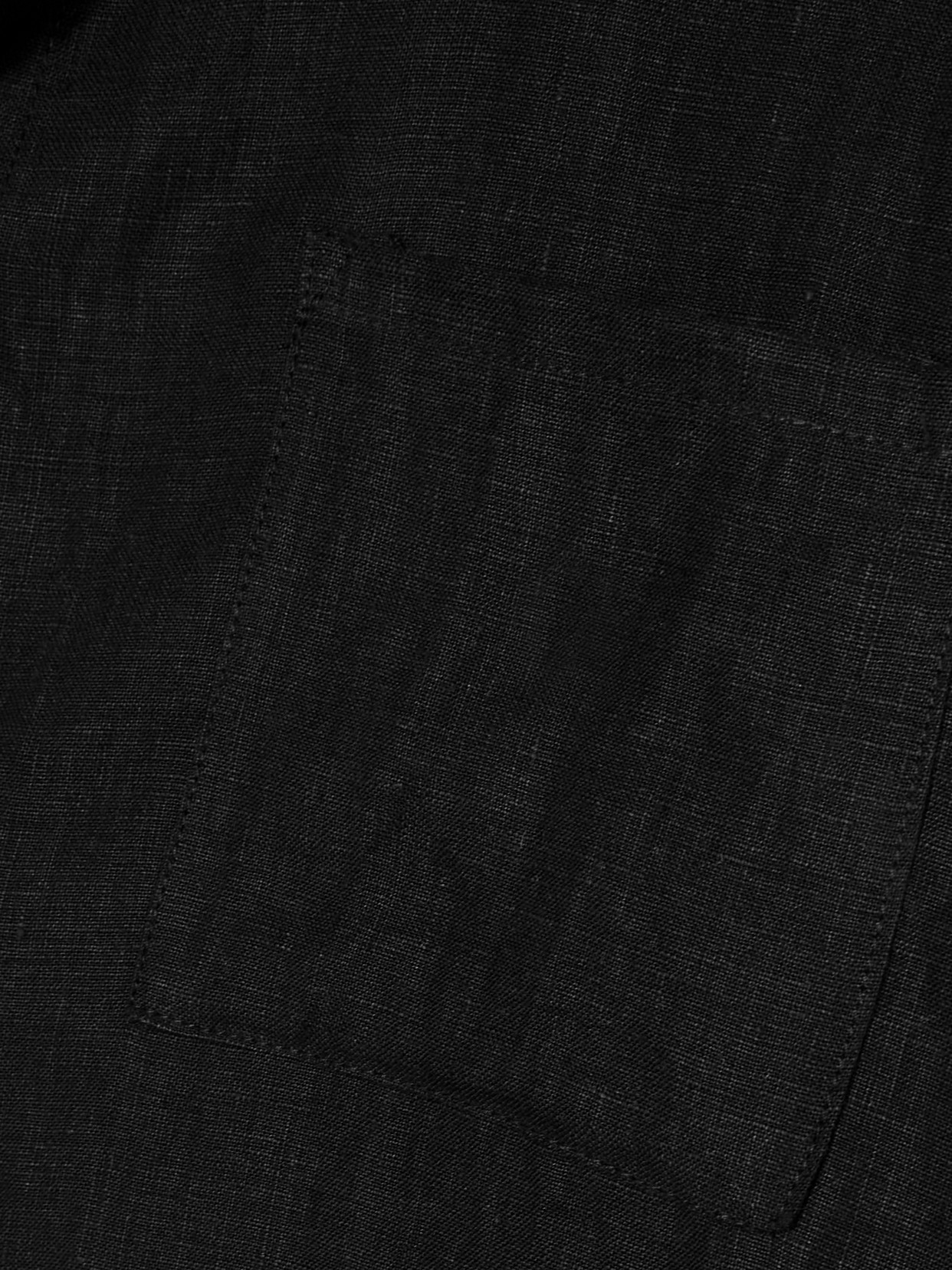 03 Linen Shirt And Shorts Set - Black