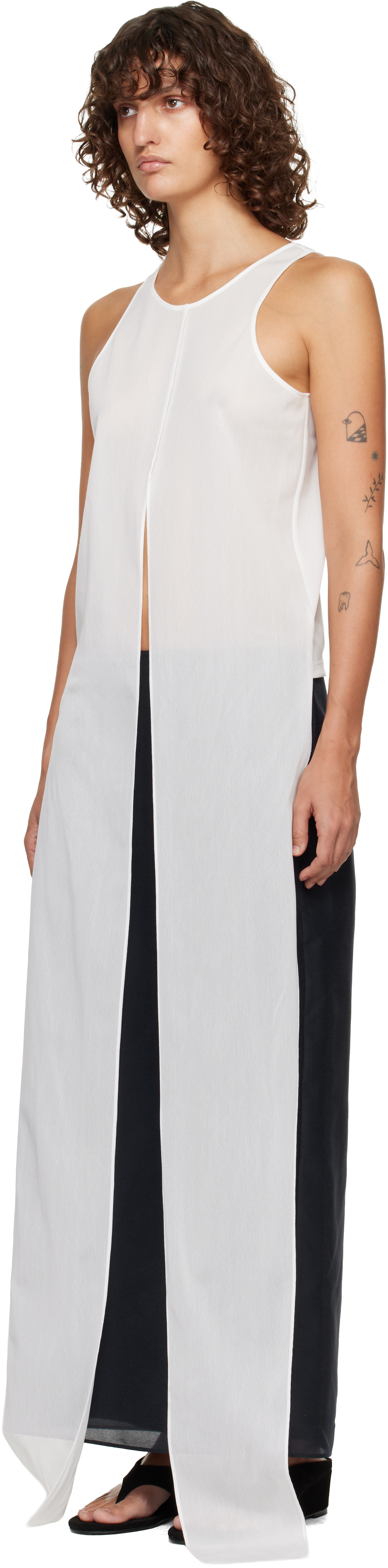 White Self-Tie Sleeveless Tank Top