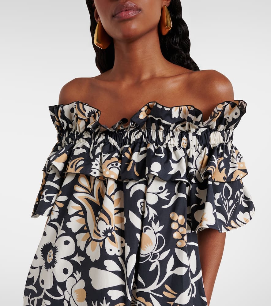 Breakfast ruffled cotton poplin midi dress