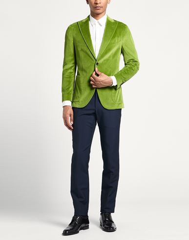 Man Blazer Lime green Size 36 Cotton, Elastane