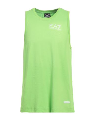 Ea7 Man Tank top Lime green Size M Polyester, Polyamide