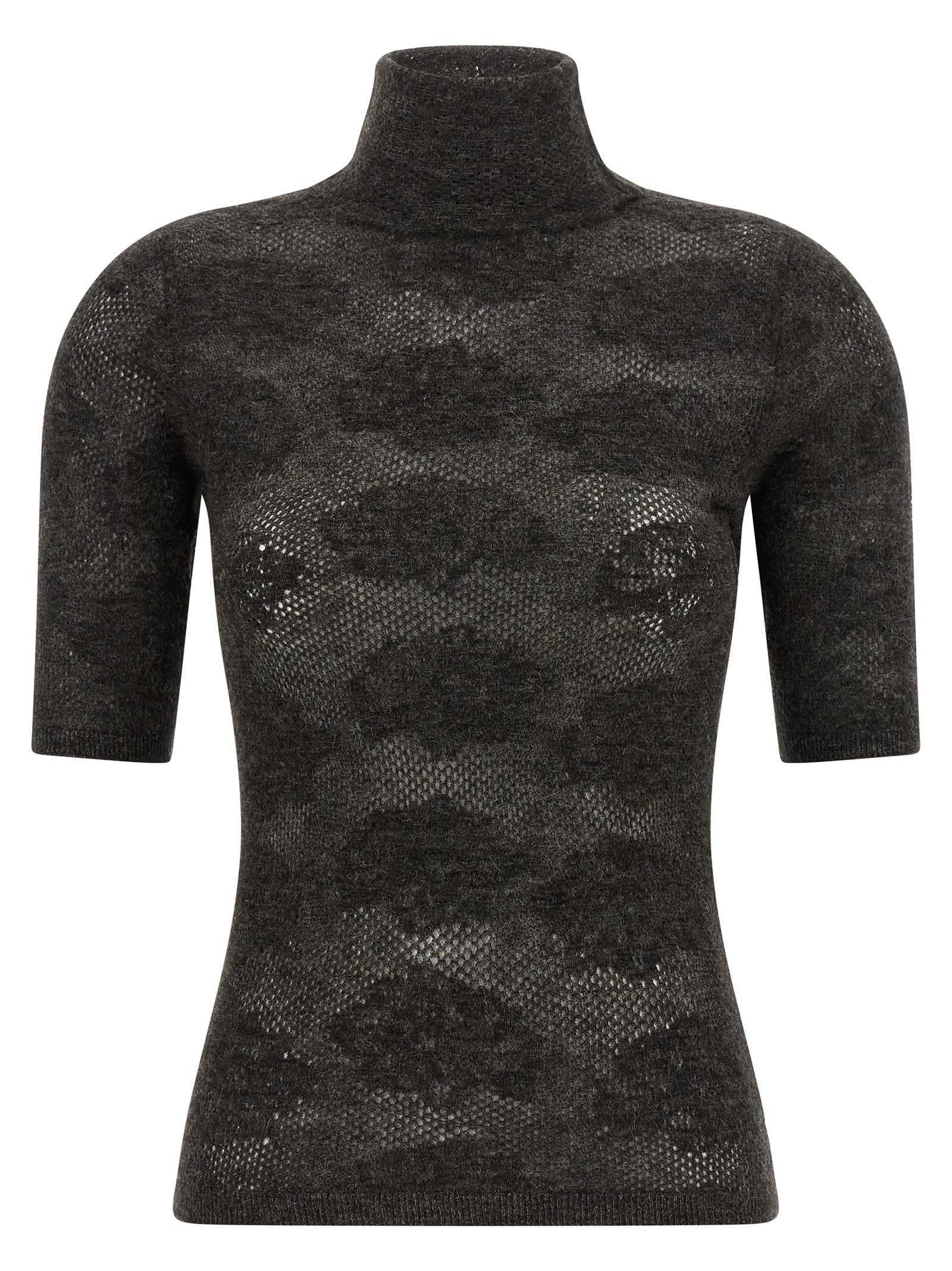 Openwork Silk Blend Sweater — Brown