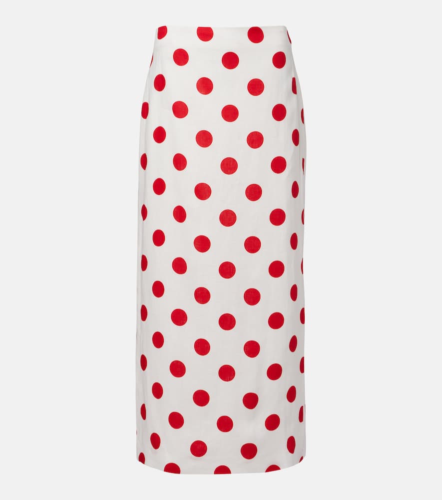 Bruna polka-dot linen maxi skirt