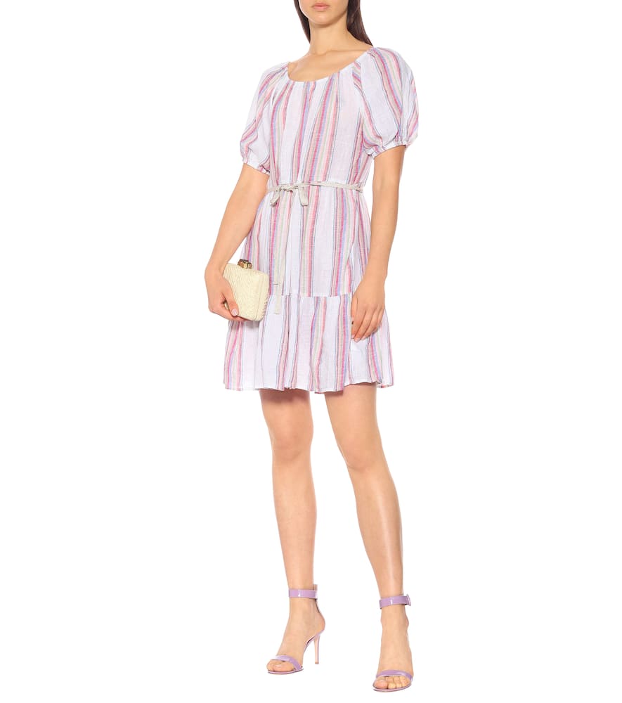 Cinthia striped linen-blend minidress