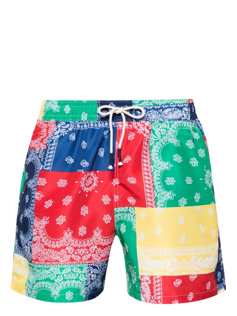 Bandana-print drawstring swim shorts - Blue