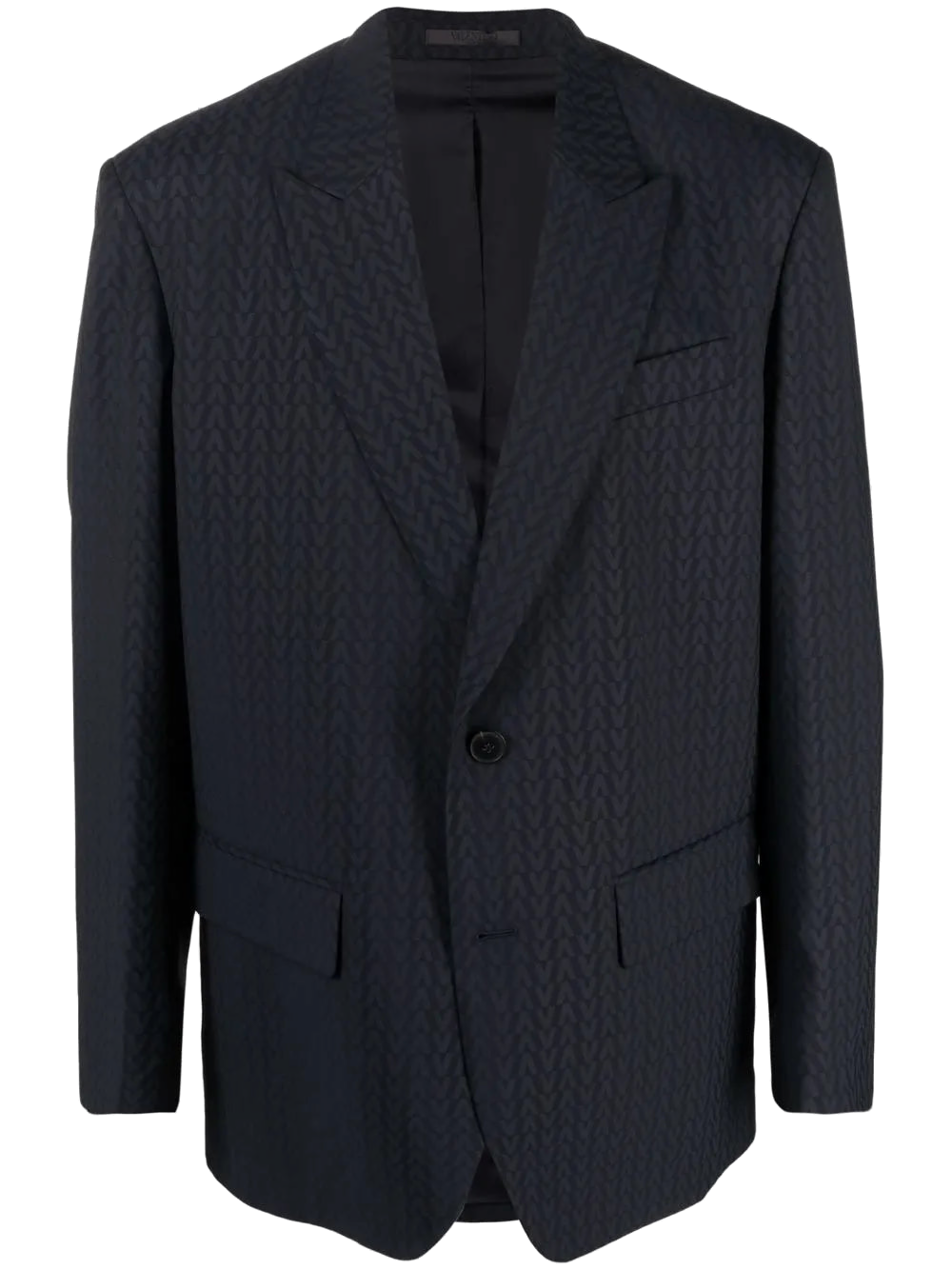 Monogram-Jacquard Wool-Mohair Blazer — Navy