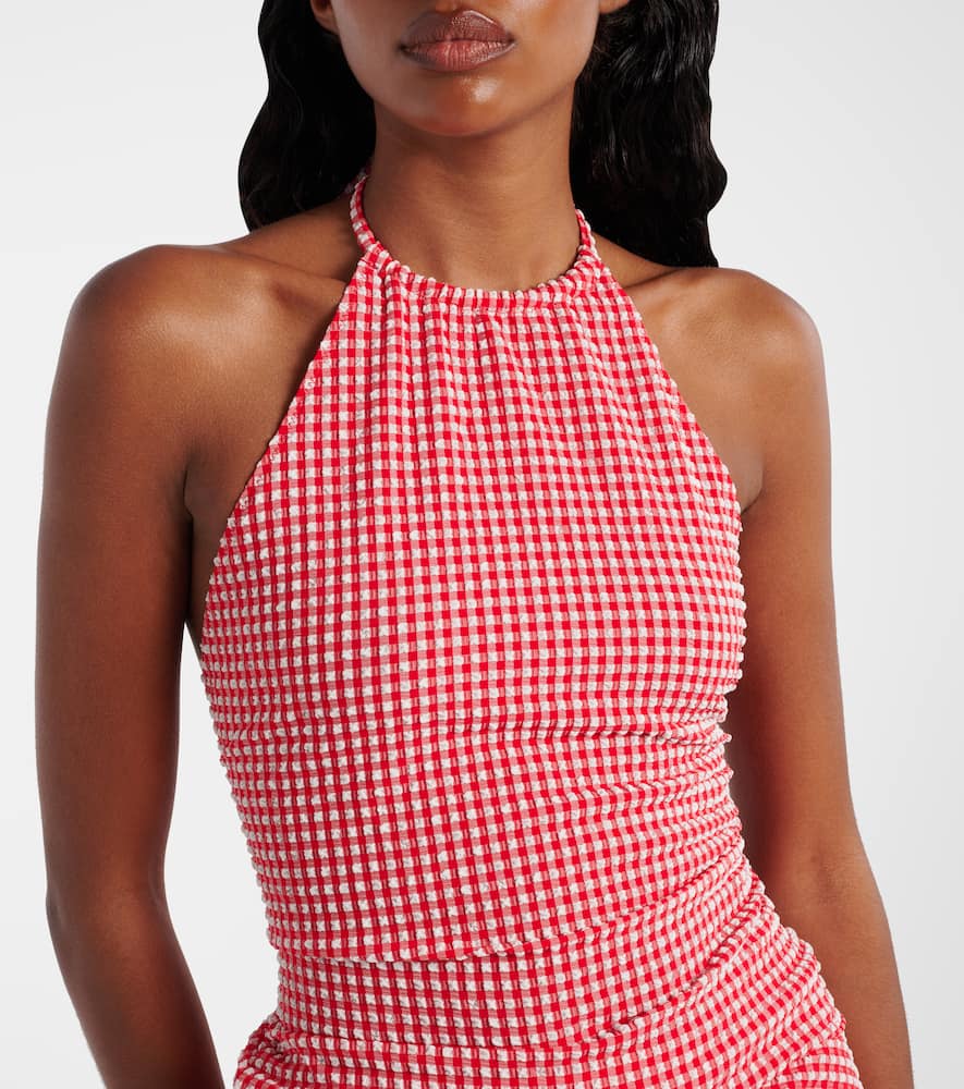 Gingham seersucker top