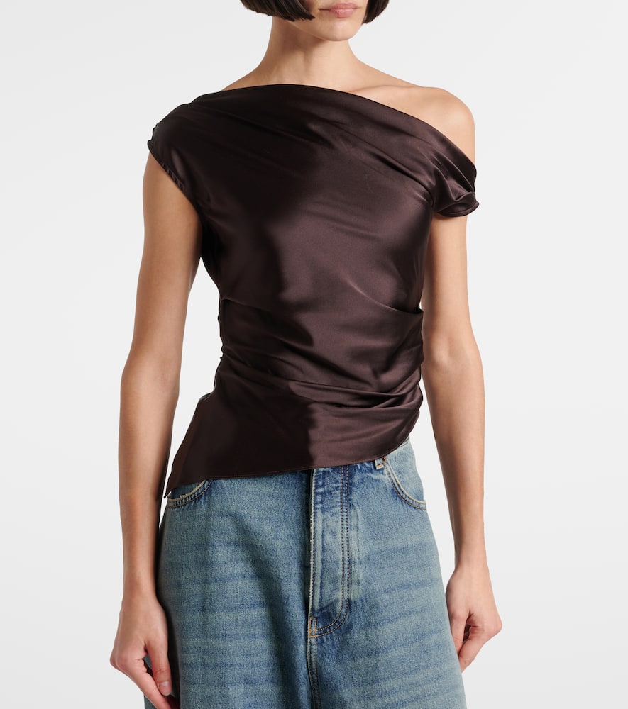 Phare one-shoulder silk-blend satin top