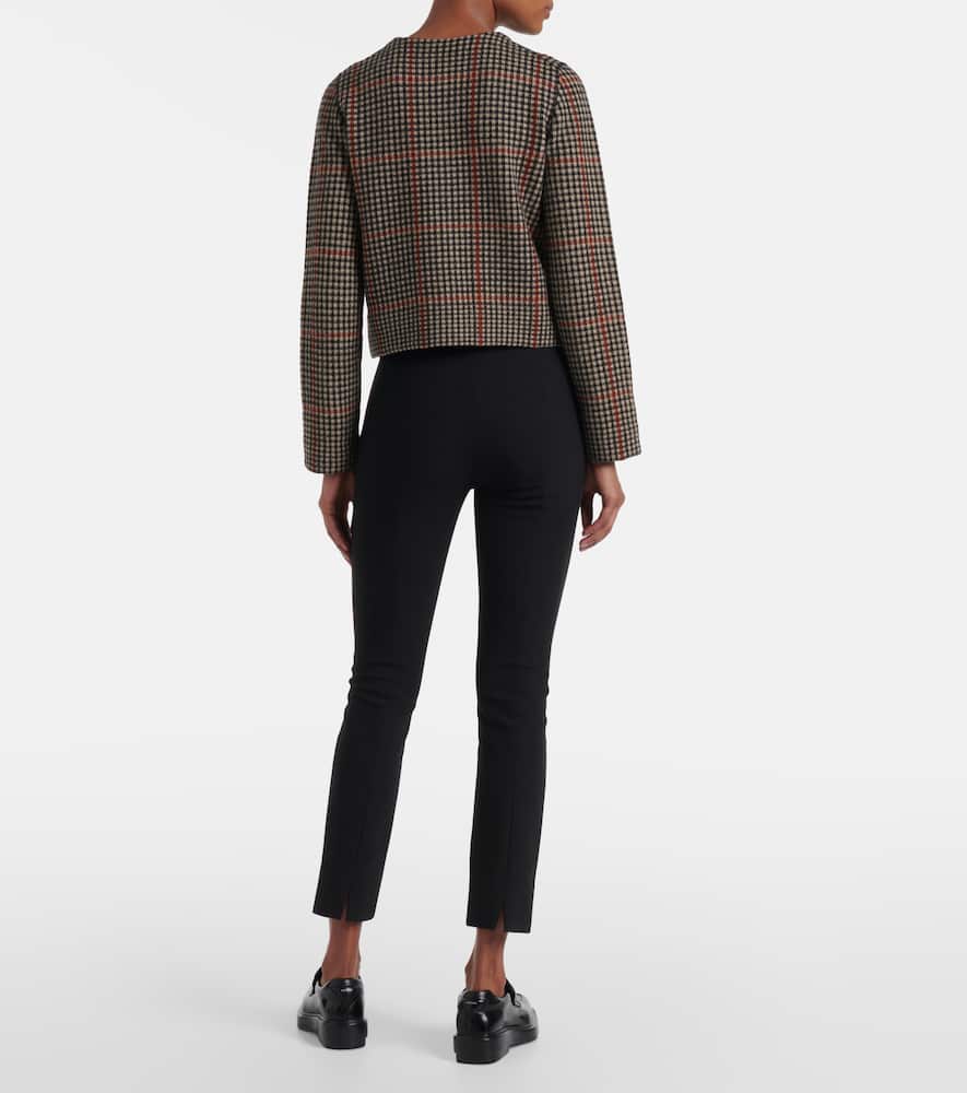 Checked wool cardigan