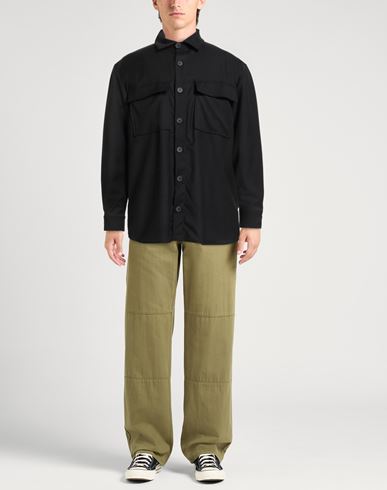 Man Shirt Black Size L Polyester, Viscose, Elastane