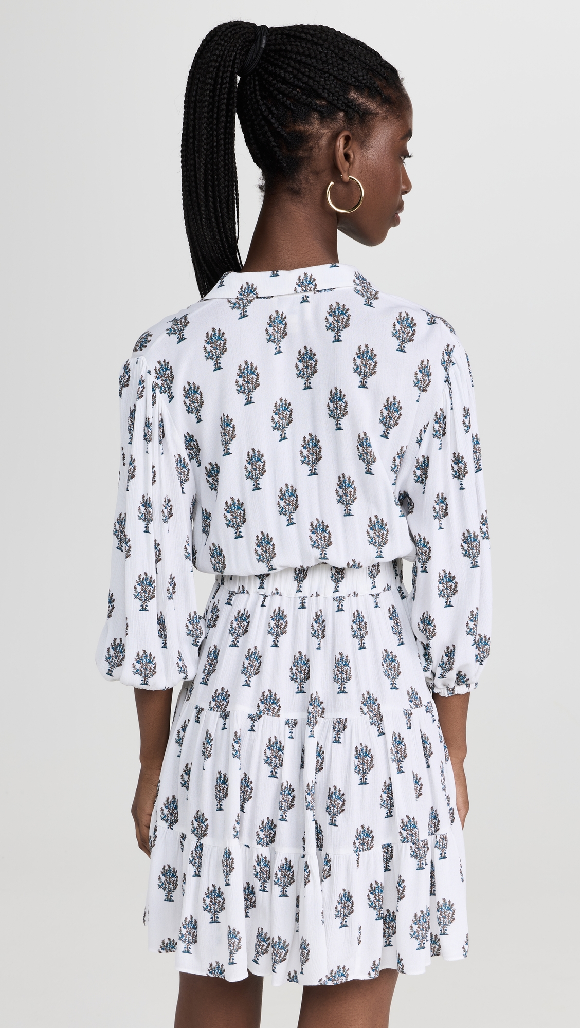 Collared Dress Blue Print