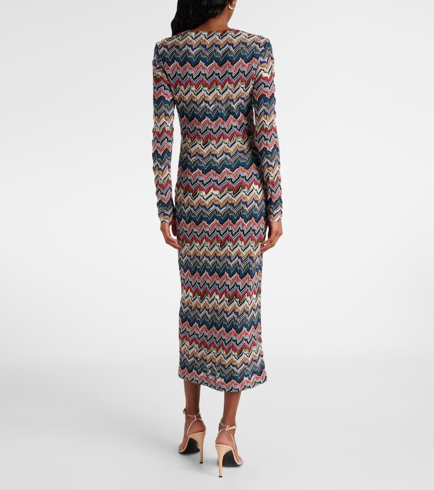 Zigzag lamé midi dress