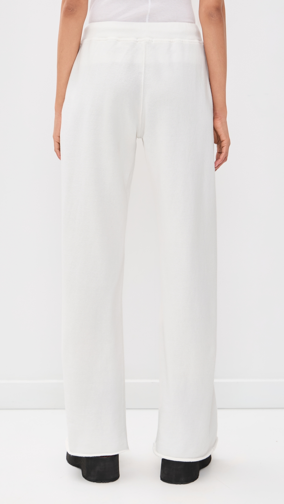 Zippered Wide Leg Sweatpants White