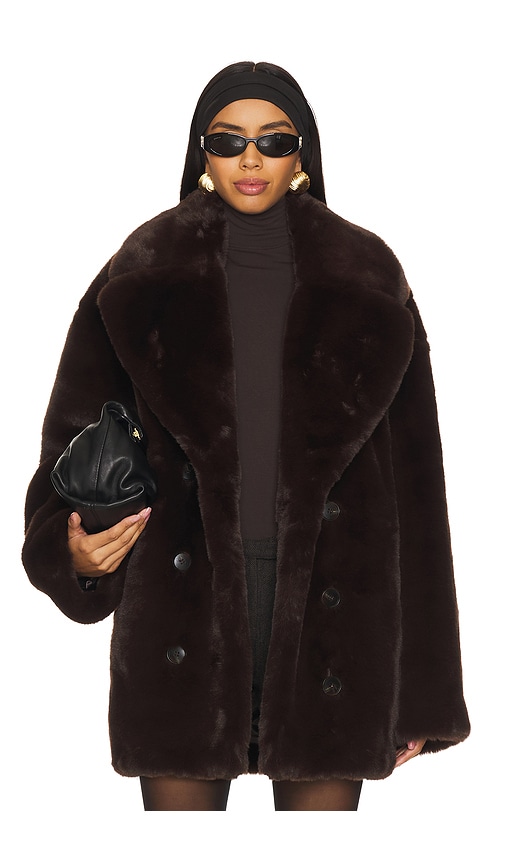 Lovers and Friends Wainscott Faux Fur Jacket in Brown. L. Also in XS, S