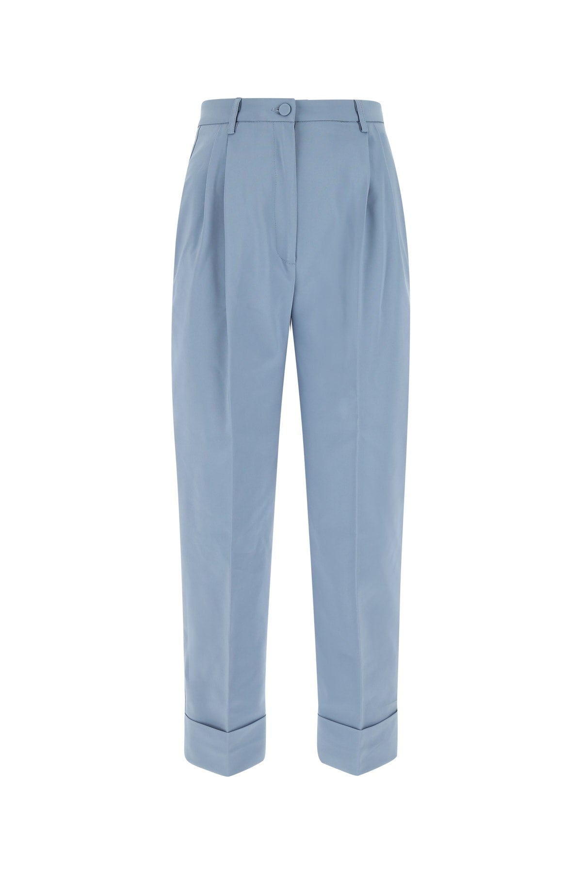 Pleated Wide-Leg Trousers — Blue