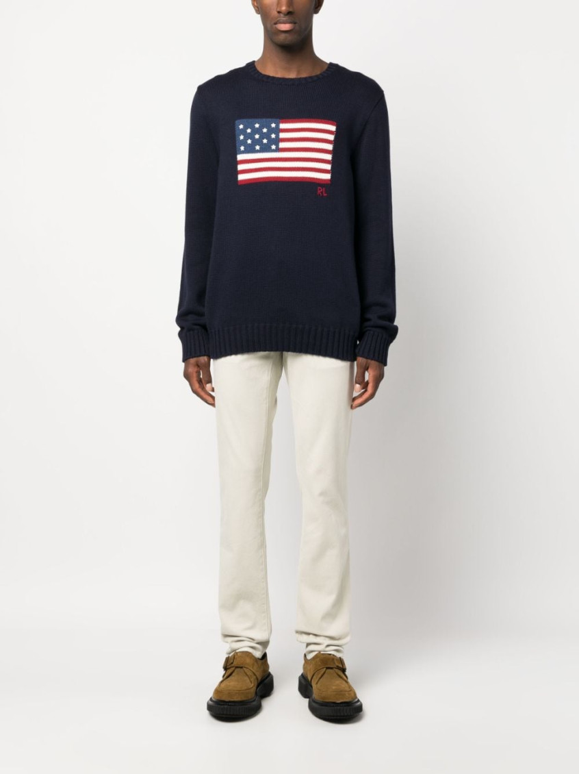 Flag Intarsia-knit Crewneck Jumper