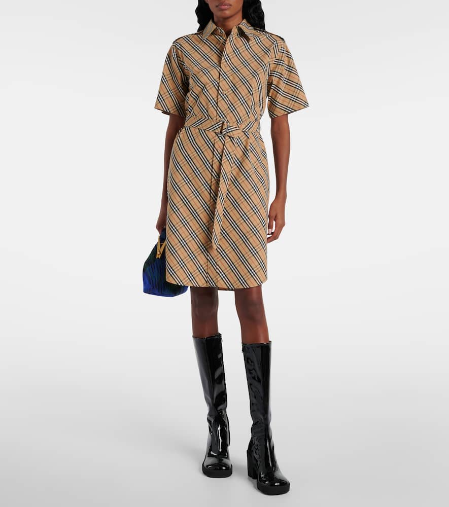 Check cotton shirt dress
