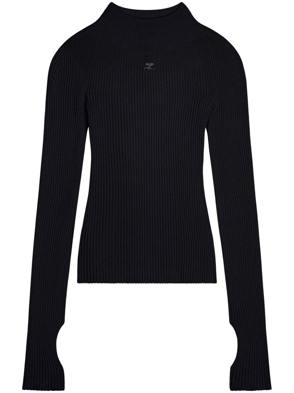 Logo-embroidered ribbed jumper - Black