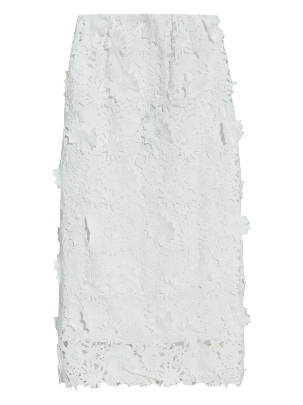 Floral-lace midi skirt - White