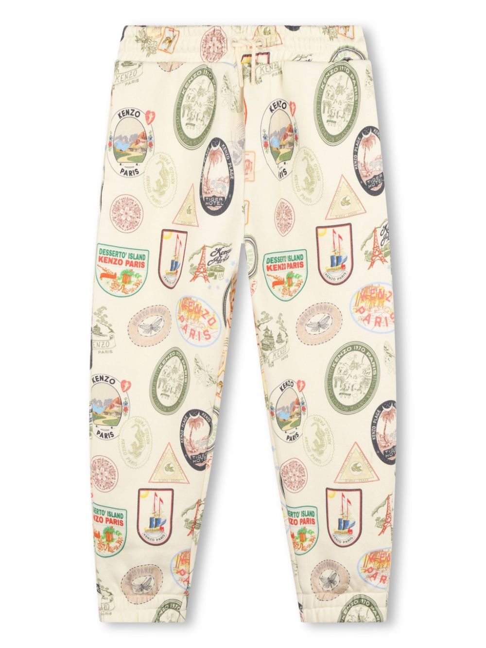 All-over print cotton jogging trousers - Neutrals