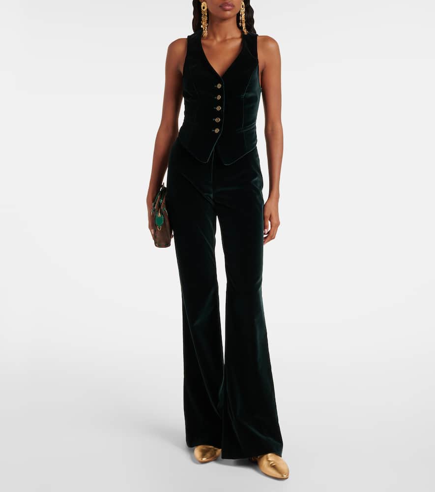 Cotton velvet flared pants
