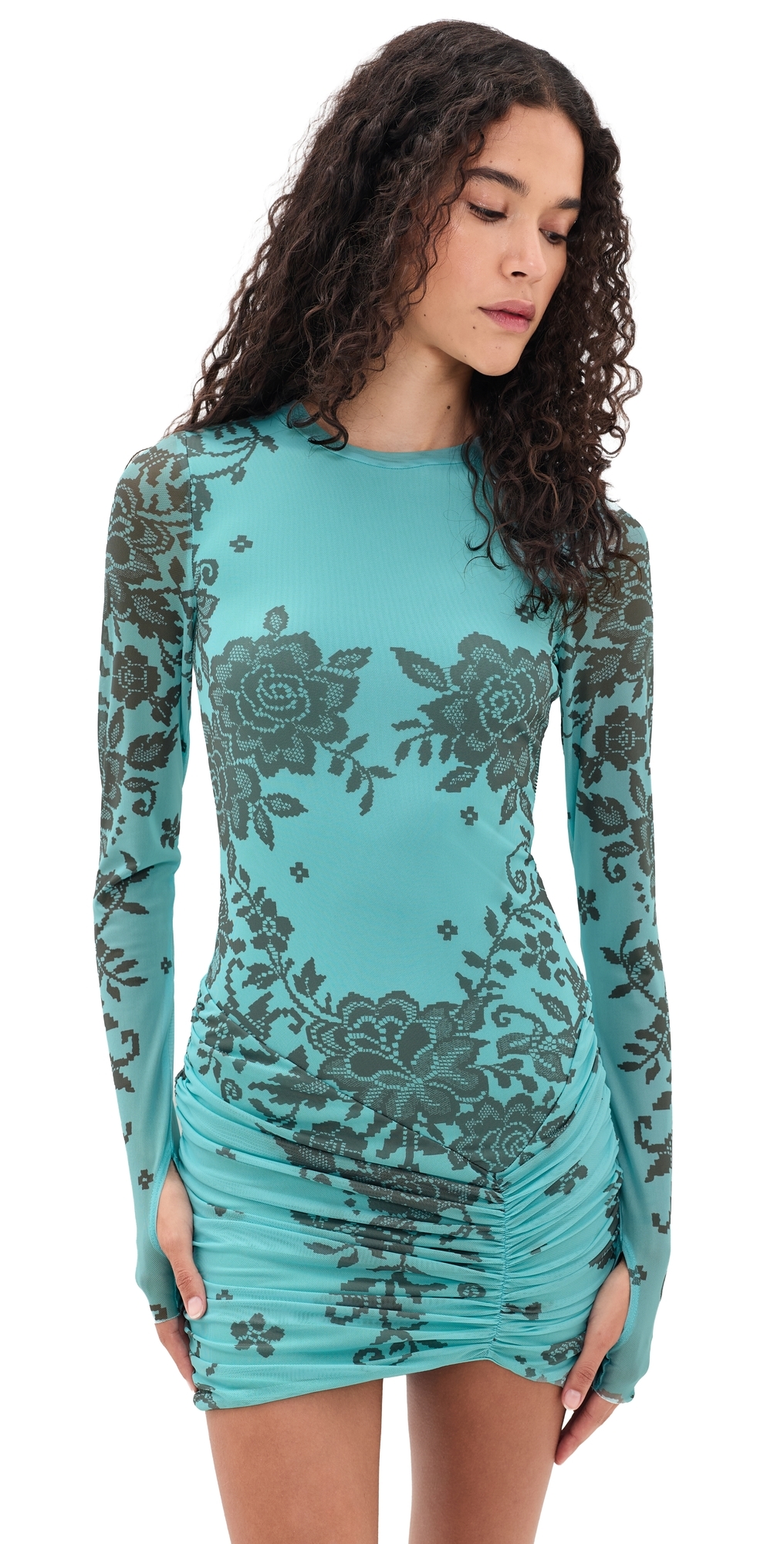 Mirza Mini Dress Turquoise Crochet