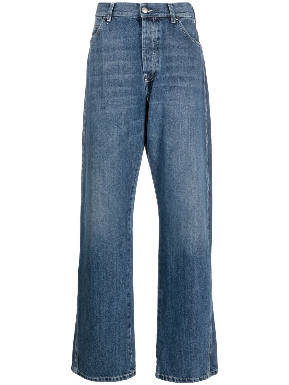 Wide-leg panelled jeans