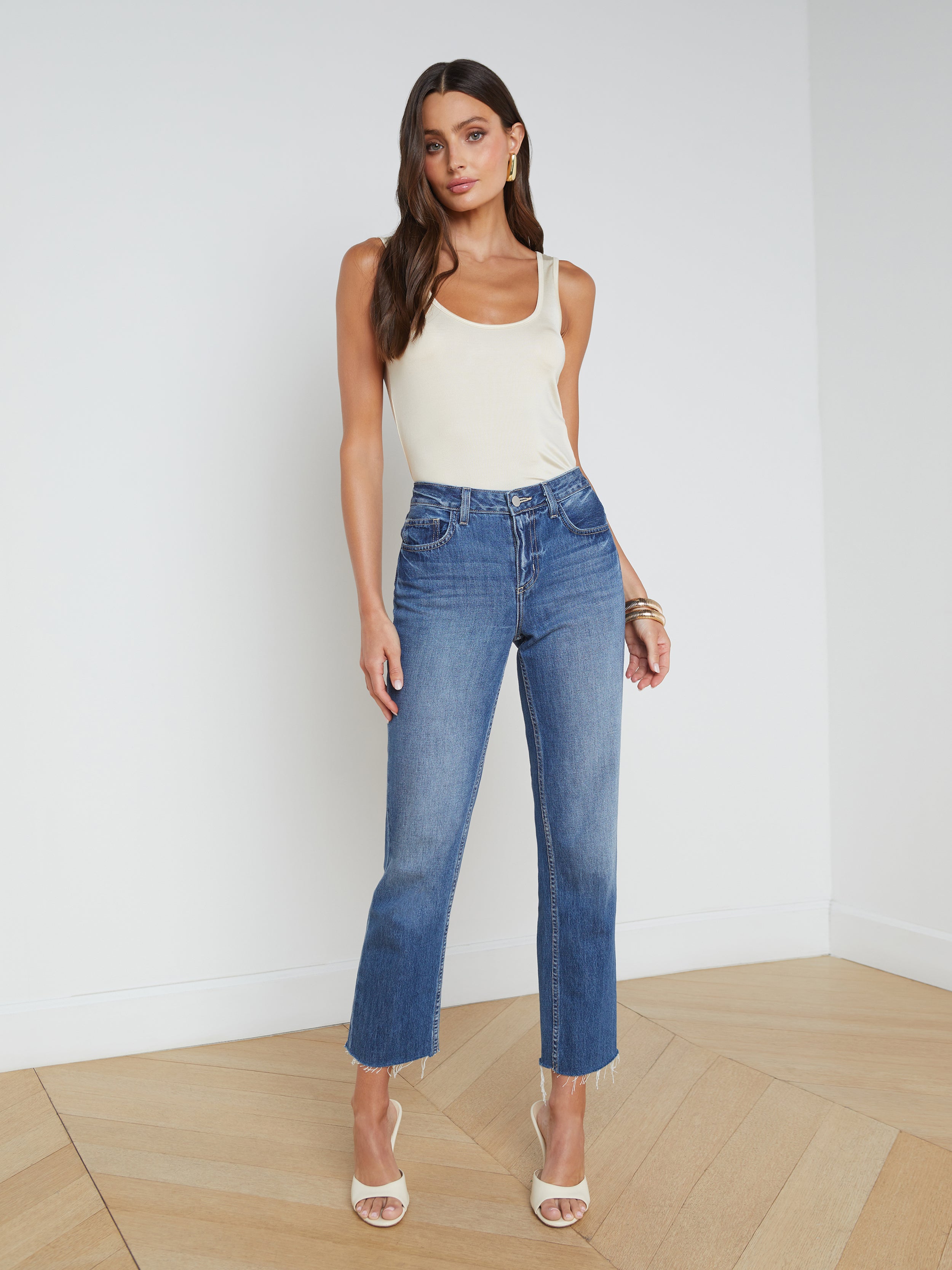 Chrissy Scoopneck Tank Top In Bone
