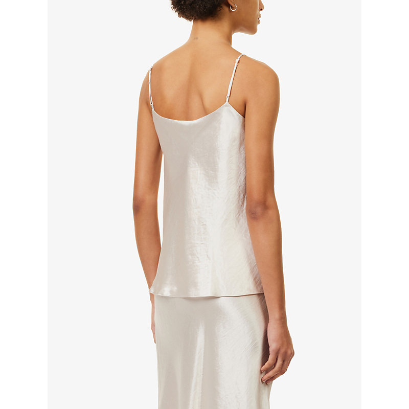 Womens Champagne Scoop-neck Satin Camisole top XS