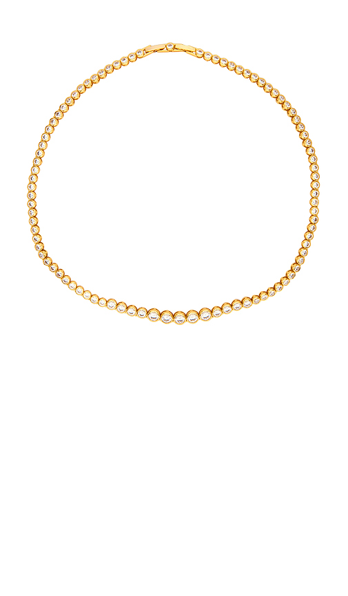 Alexa Leigh Bezel Tennis Necklace in Metallic Gold