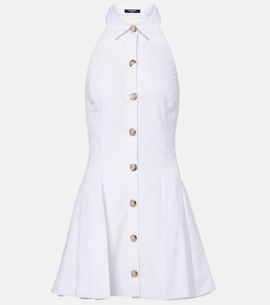 Halterneck cotton poplin minidress