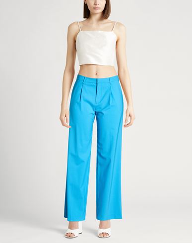 Woman Pants Azure Size 10 Virgin Wool, Elastane