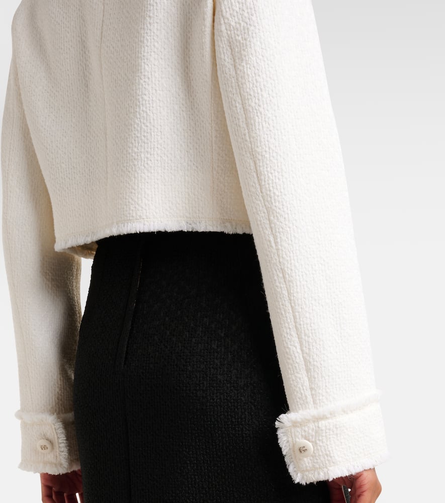 Cropped wool-blend tweed jacket