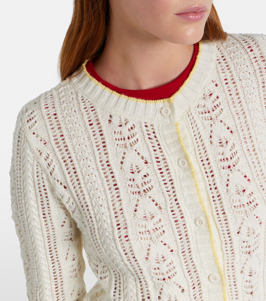 Daisy pointelle cotton-blend cardigan