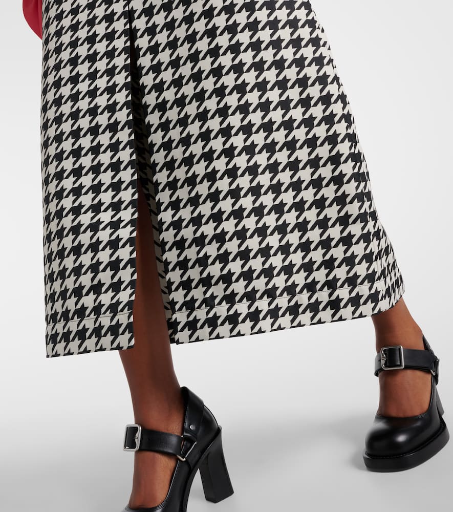 Houndstooth twill maxi skirt