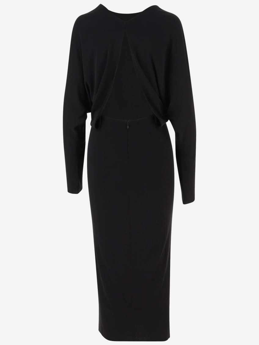 The Trina Long-sleeved Open-back Midi Dress