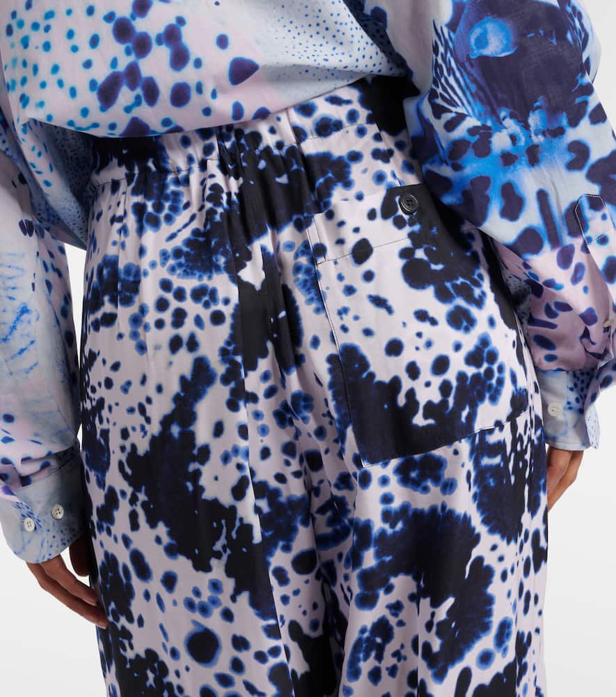 Printed high-rise wide-leg pants