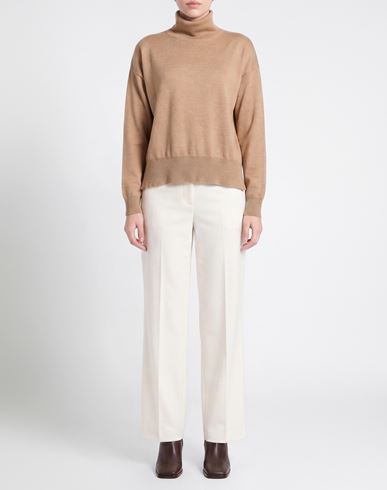 Woman Turtleneck Sand Size 6 Merino Wool