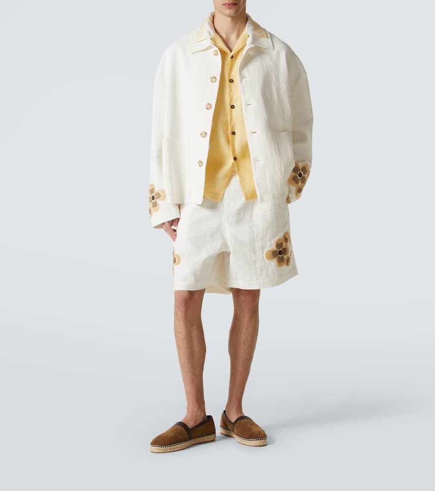 Floral linen and cotton bouclé jacket