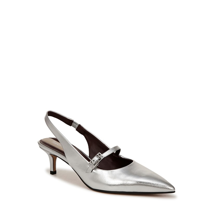 Women's Khloe Slingback Pump Shoes (Silver Faux Leather)