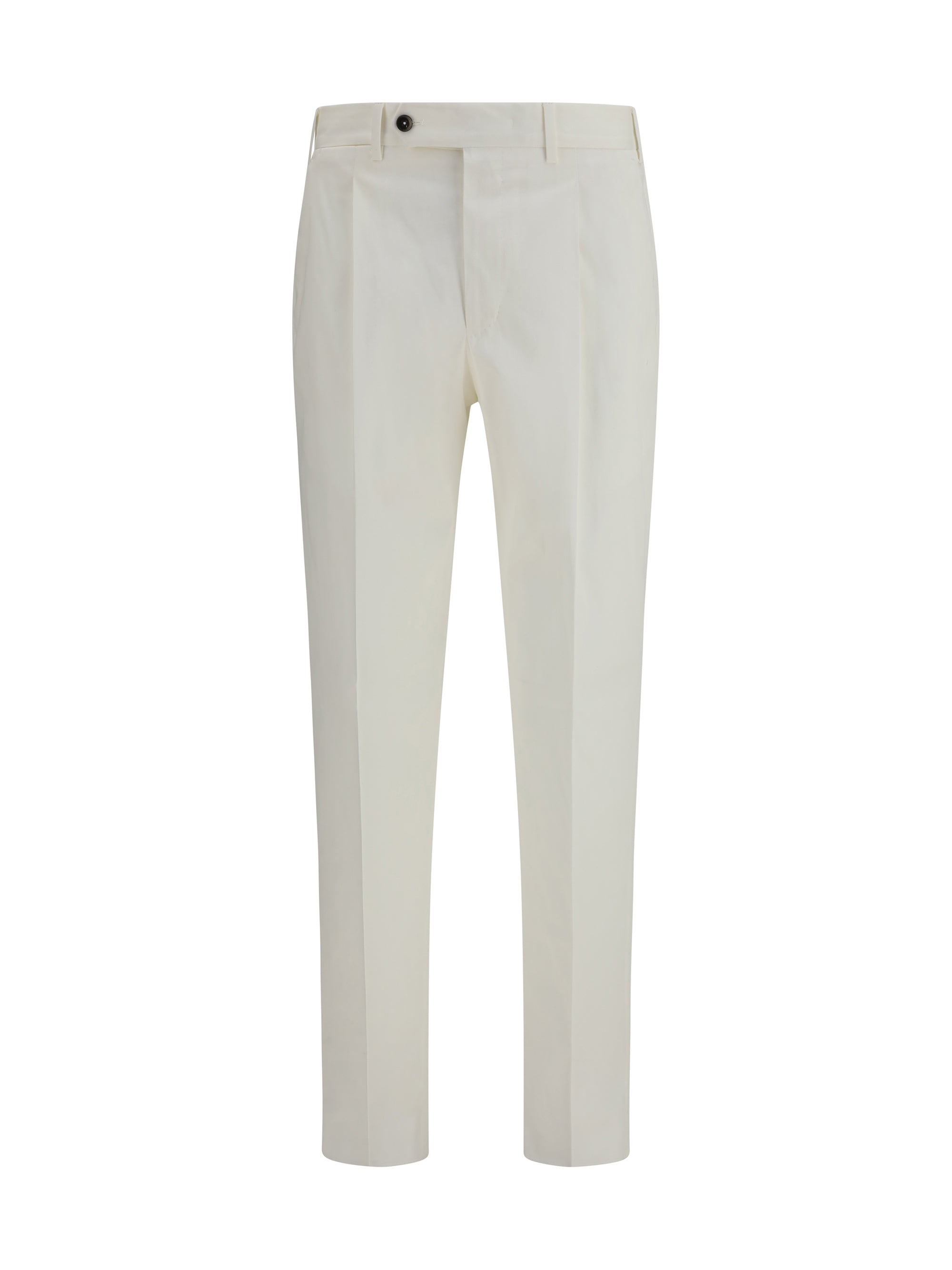 Cotton-Silk Blend Trousers — White