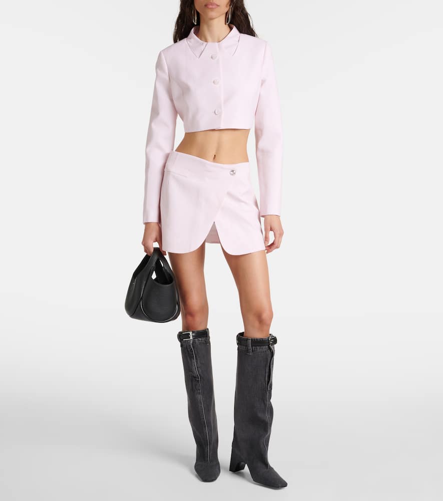 Trompe l'oeil cropped virgin wool jacket