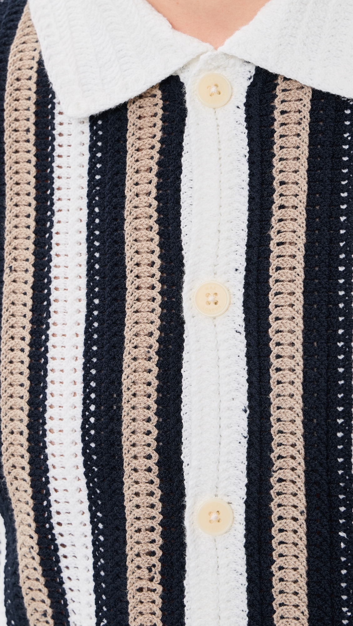 Stripe Crochet Porto Shirt Ecru/Black