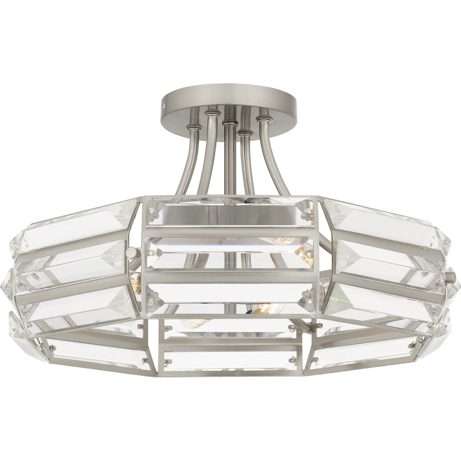 Brushed Nickel Four Light Semi Flush Mount from the Quoizel Semi-Flush Mount Collection