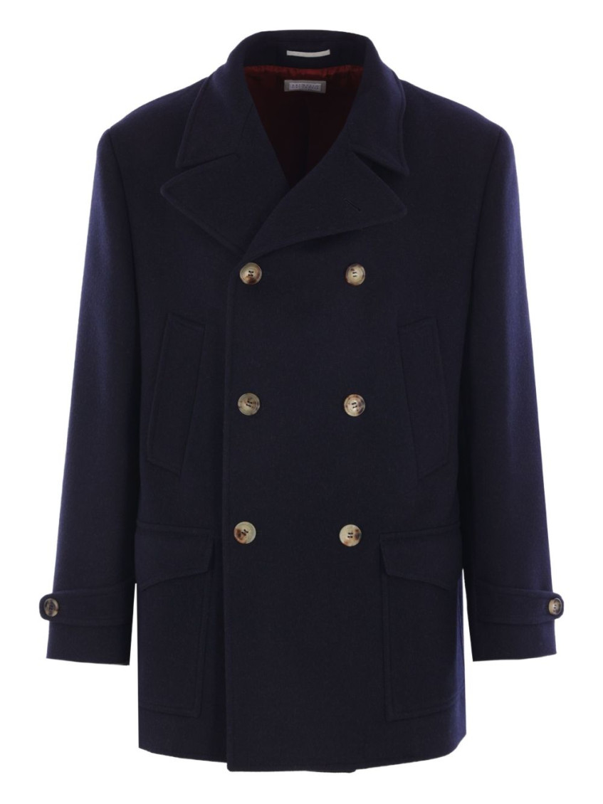 Double-breasted wool coat - Blue