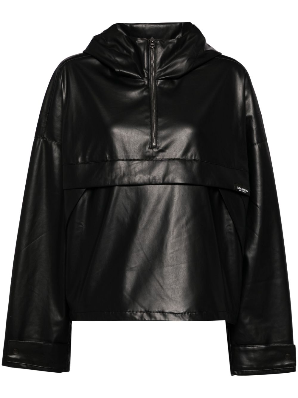 Logo-tag half zip jacket - Black