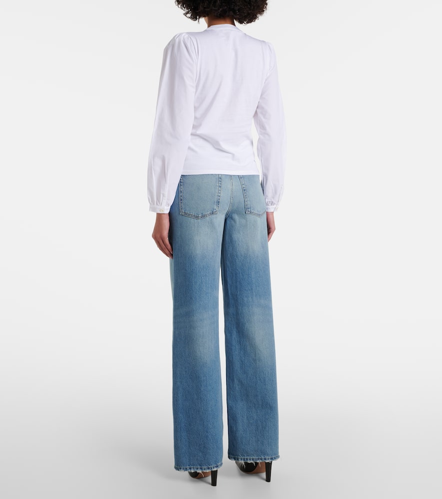 Puff-sleeve cotton blouse