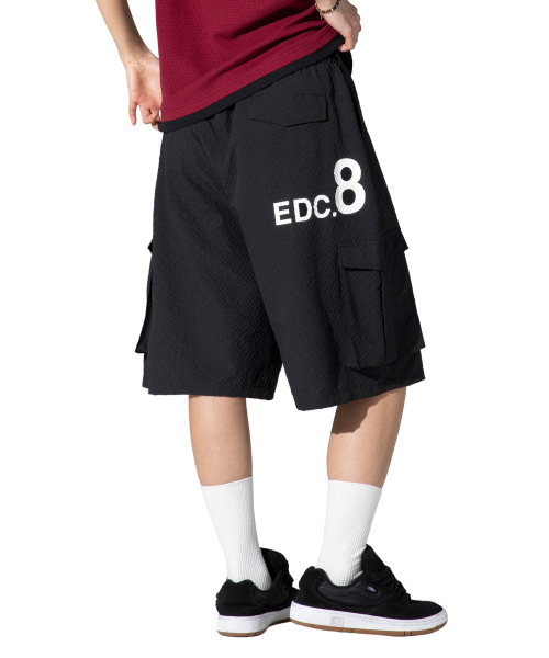 XP333 Check Wrinkle Cargo Bermuda Pants