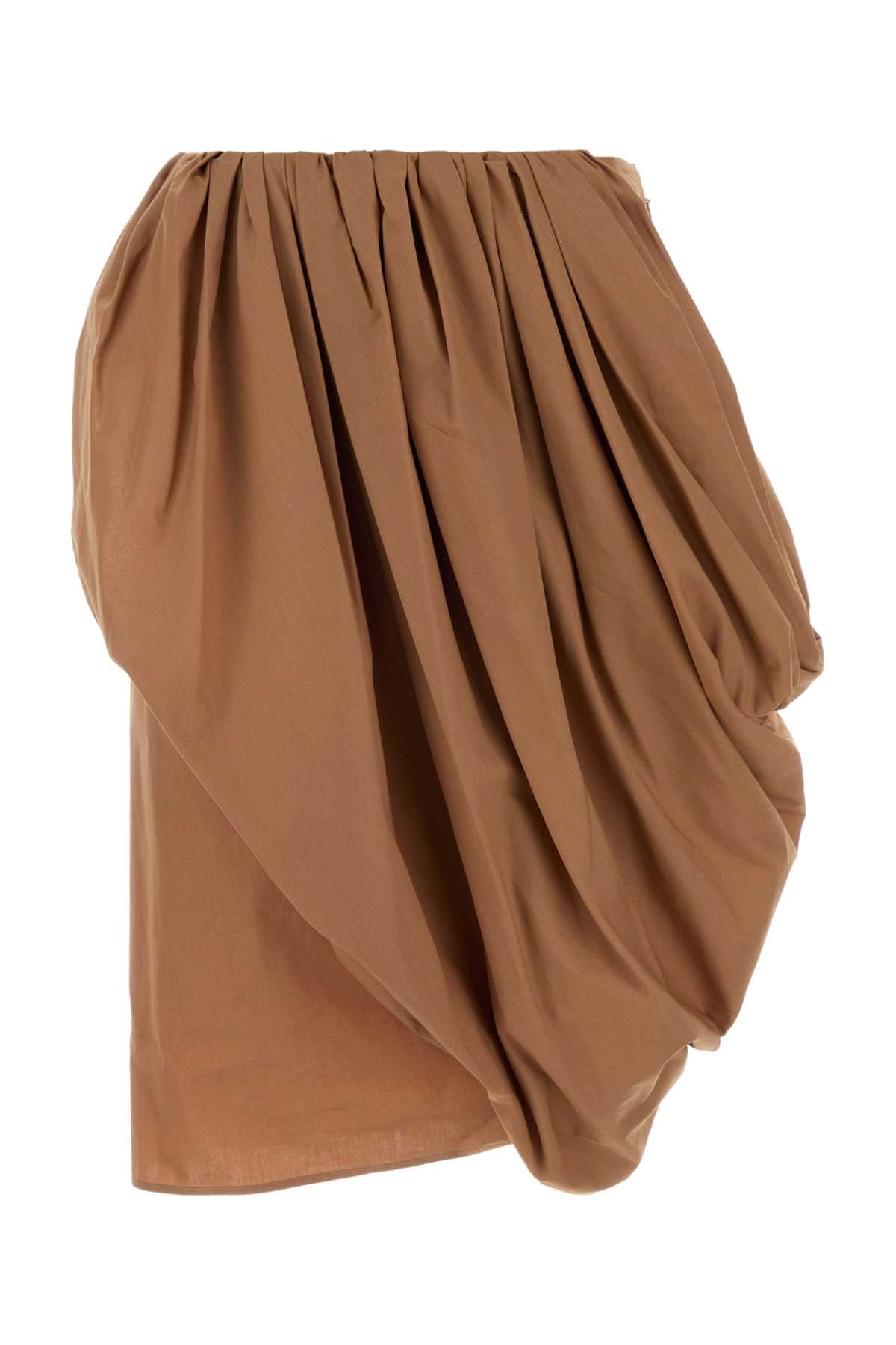 Gathered Cotton Skirt — Beige